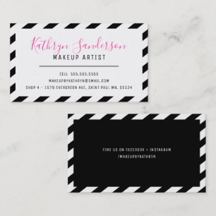 MODERN MINIMAL BORDER simple black pink white Business Card