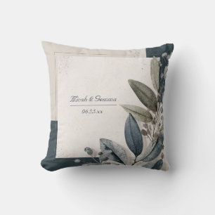 Modern Minimal Botanical Foliage Geometric Wedding Cushion