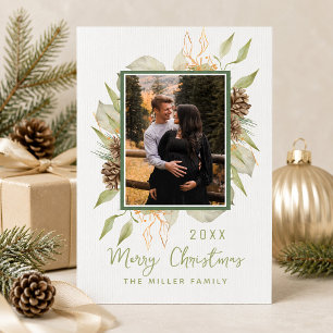 Modern Minimal Botanical Photo Christmas Card