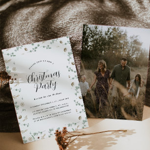 Modern minimal Botanical script Christmas  Invitation