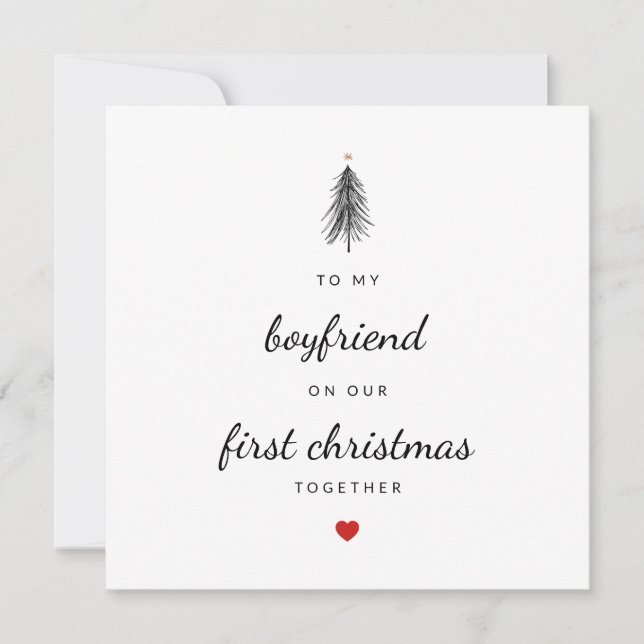 Modern Minimal Boyfriend Christmas Tree Holiday Ca (Front)