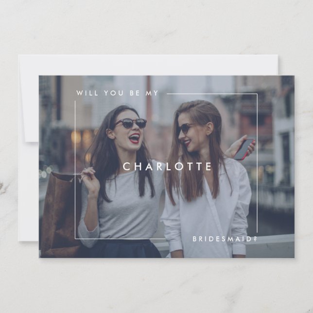 Modern Minimal Bridesmaid Proposal Full Photo Announcement (Front)