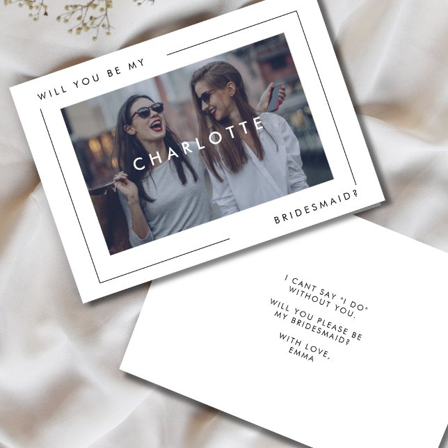 Modern Minimal Bridesmaid Proposal Photo Announcement (Creator Uploaded)