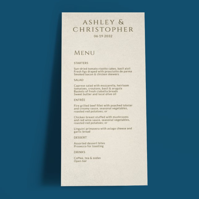 Modern Minimal Bronze & Gold Wedding Reception Menu (Creator Uploaded)