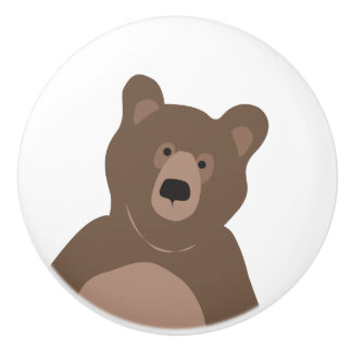 Modern Minimal Brown Bear Ceramic Pull Knob
