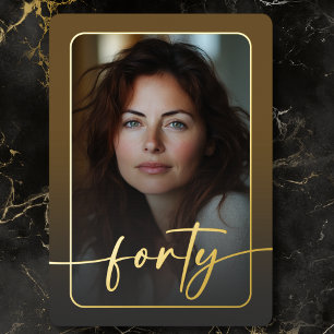 Modern Minimal Brown Photo Fortieth Birthday