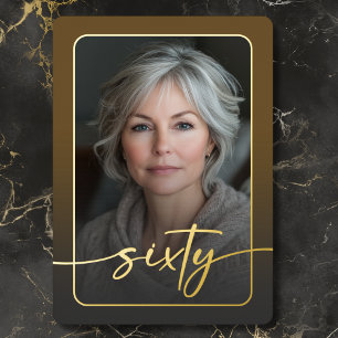 Modern Minimal Brown Photo Sixtieth Birthday