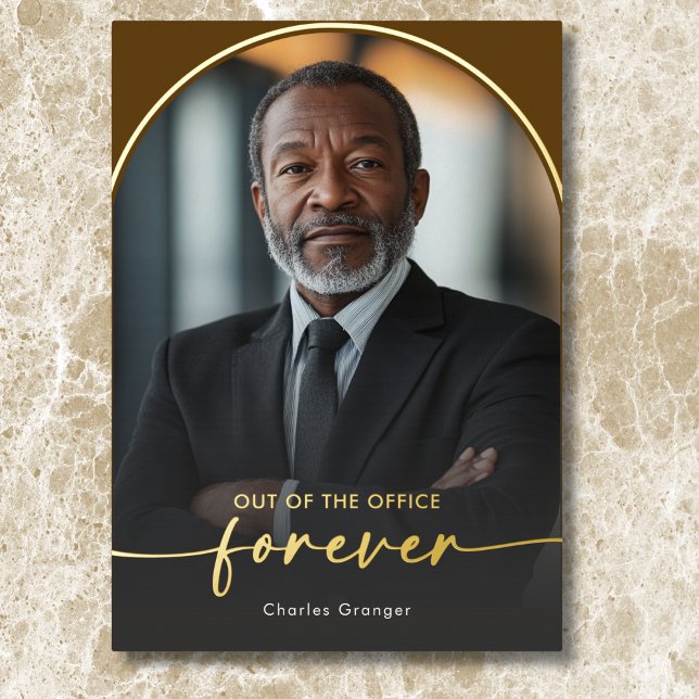 Modern Minimal Brown Retirement Party (Modern Minimal Brown Retirement Party Foil Invitation)