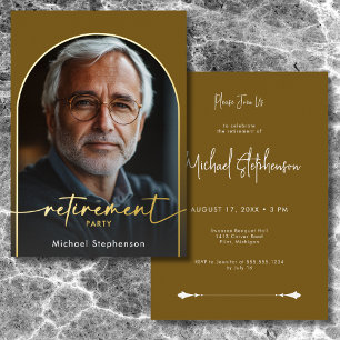 Modern Minimal Brown Retirement Party