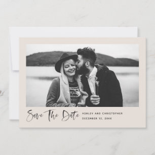 Modern Minimal Brush Script Photo BLUSH Save The Date