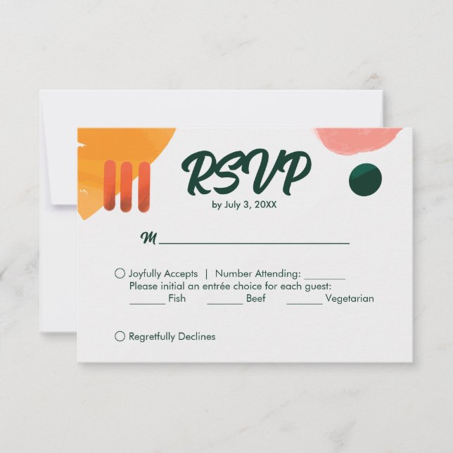 Modern Minimal Brush Strokes RSVP Card (Front)