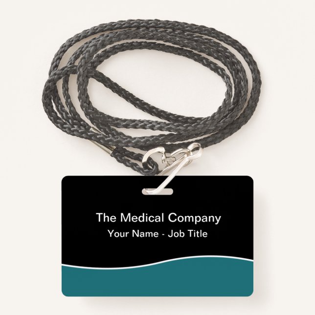 Modern Minimal Budget Staff Name Badges ID Badge (Front with Lanyard)