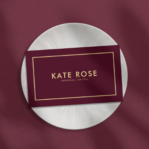 Modern Minimal Burgundy Business Card