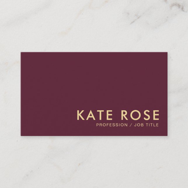 Modern Minimal Burgundy Professional Business Card (Front)