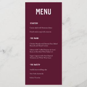 Modern Minimal Burgundy Typography Wedding Menu