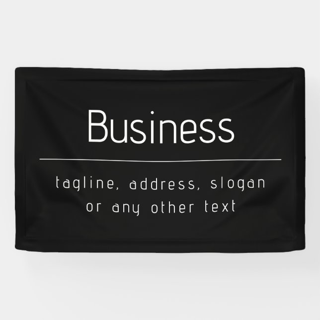 Modern Minimal Business Name & other Info | Black Banner (Horizontal)