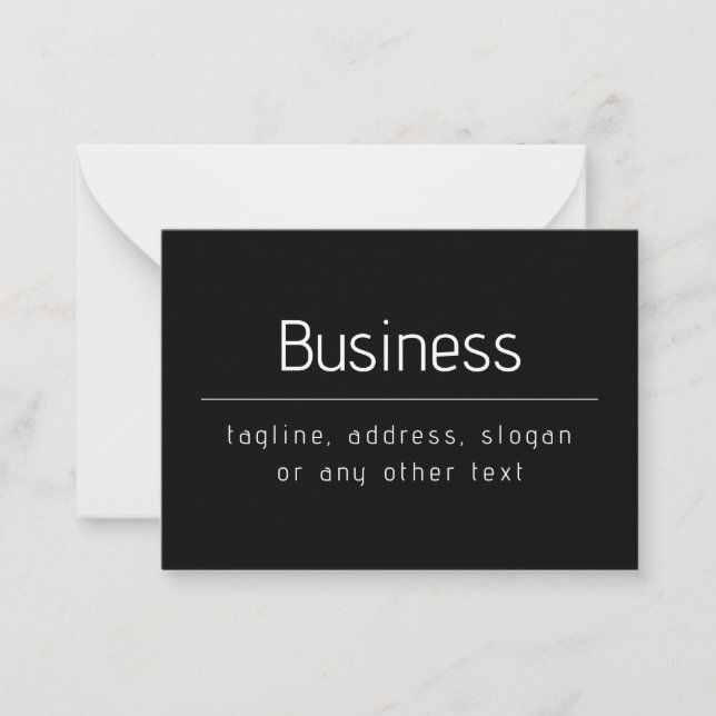 Modern Minimal Business Name & other Info | Black Card (Front)