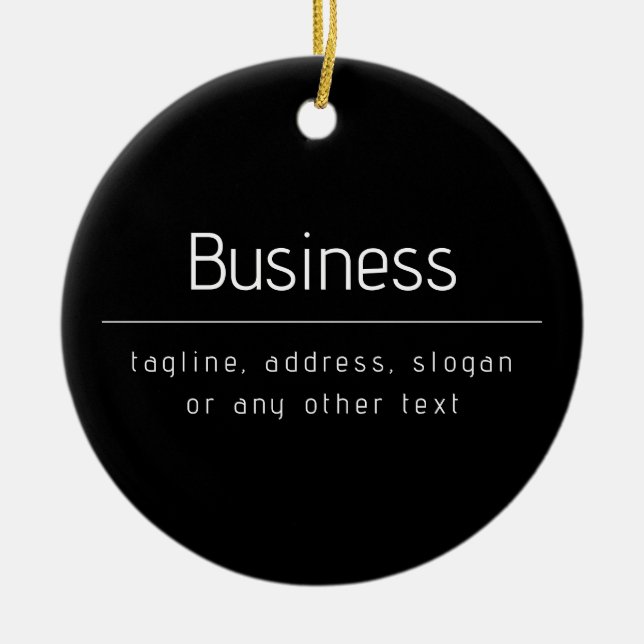 Modern Minimal Business Name & other Info | Black Ceramic Tree Decoration (Front)