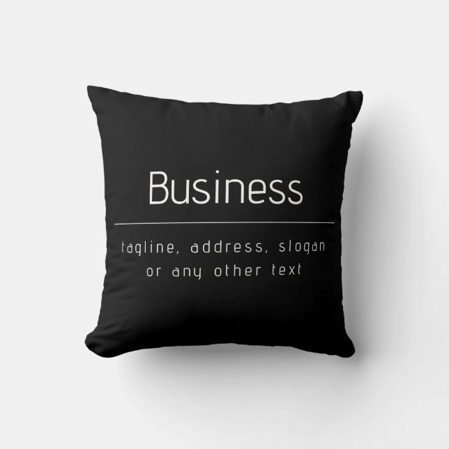 Modern Minimal Business Name & other Info | Black Cushion (Front)