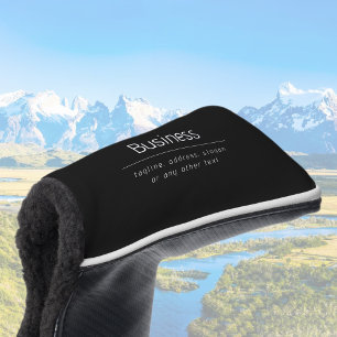 Modern Minimal Business Name & other Info Black Golf Head Cover