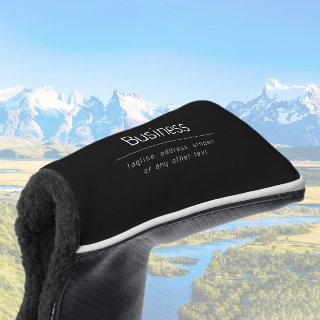 Modern Minimal Business Name & other Info | Black Golf Head Cover (Creator Uploaded)