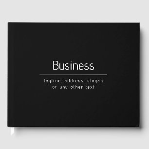 Modern Minimal Business Name & other Info   Black Guest Book