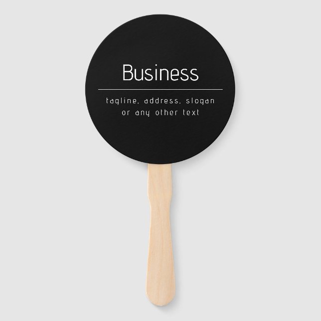 Modern Minimal Business Name & other Info | Black Hand Fan (Front)