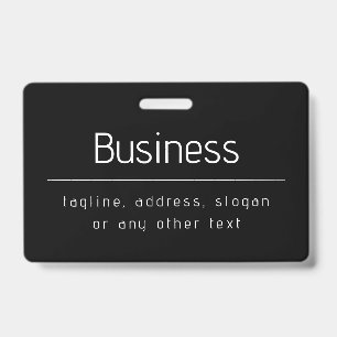 Modern Minimal Business Name & other Info   Black ID Badge