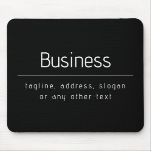 Modern Minimal Business Name & other Info   Black Mouse Mat
