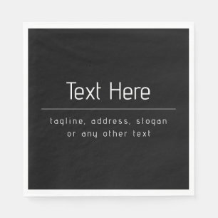 Modern Minimal Business Name & other Info Black Napkin