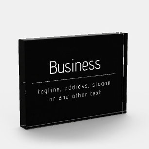 Modern Minimal Business Name & other Info Black Photo Block