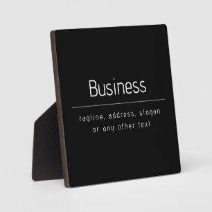 Modern Minimal Business Name & other Info Black Plaque