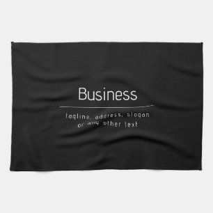 Modern Minimal Business Name & other Info   Black Tea Towel