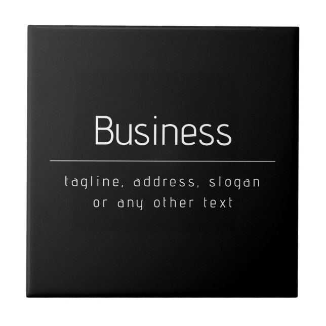 Modern Minimal Business Name & other Info | Black Tile (Front)