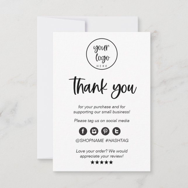 Modern Minimal Business Thank You For Order Insert Card (Front)