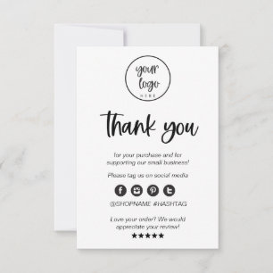 Modern Minimal Business Thank You For Order Insert Card