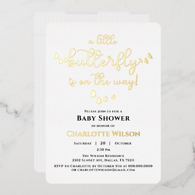 Modern Minimal Butterfly Calligraphy Baby Shower (Envelope)