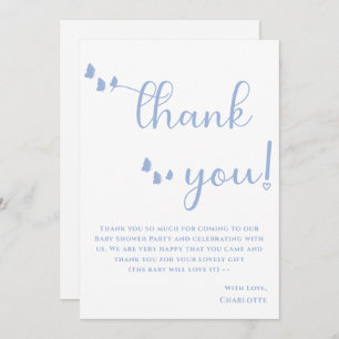 Modern Minimal Butterfly Calligraphy Baby Shower Thank You Card