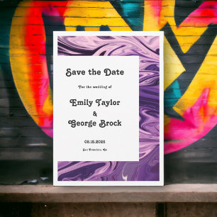 Modern Minimal Calligraphy Abstract Art Wedding Save The Date