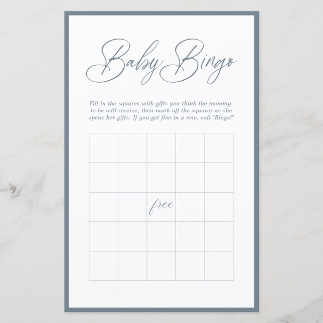 Modern Minimal Calligraphy | Baby Bingo (Front)