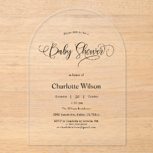 Modern Minimal Calligraphy Baby Boy Shower Acrylic Invitations
