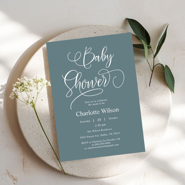Modern Minimal Calligraphy Baby Girl Shower Invitation (Creator Uploaded)