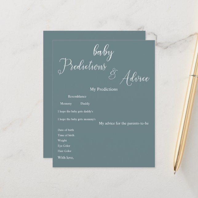 Modern Minimal Calligraphy Baby Shower Game Flyer (Front/Back In Situ)