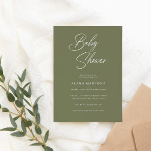 Modern Minimal Calligraphy Baby Shower Invitatio Invitation