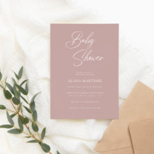 Modern Minimal Calligraphy Baby Shower Invitation