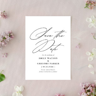Modern Minimal Calligraphy Black Wedding Save The Date
