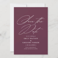 Modern Minimal Calligraphy Burgundy Wedding