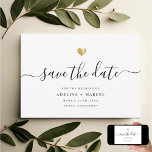 Modern Minimal Calligraphy Chic Gold Save The Date<br><div class="desc">This elegant Save the Date card shines with simplicity. Modern typography,  gorgeous calligraphy and accented by a sweet heart in faux gold.</div>