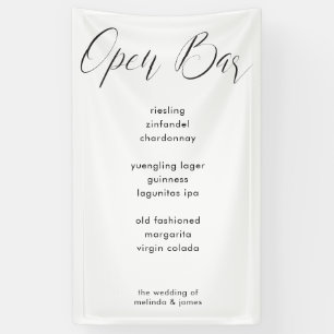 Modern Minimal Calligraphy Fabric Bar Menu Wedding Banner