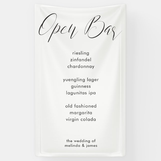 Modern Minimal Calligraphy Fabric Bar Menu Wedding Banner (Vertical)